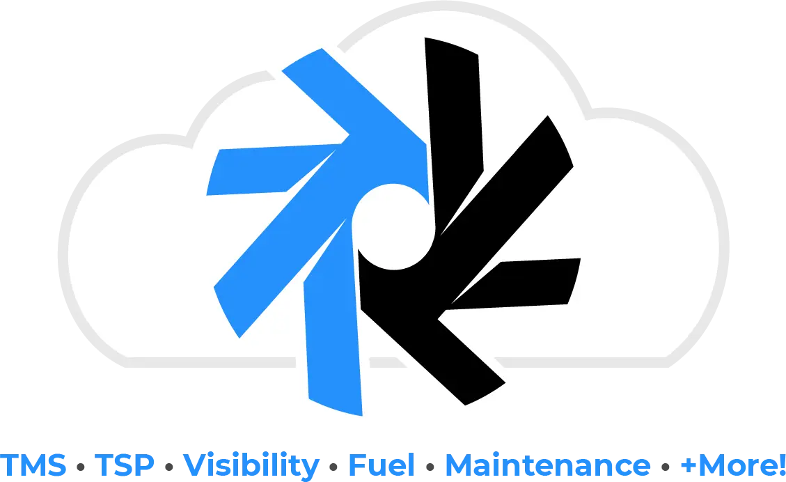 Tranztec logo in a cloud with TMS, TSP, Visibility, Fuel, Maintenance and More underneath.